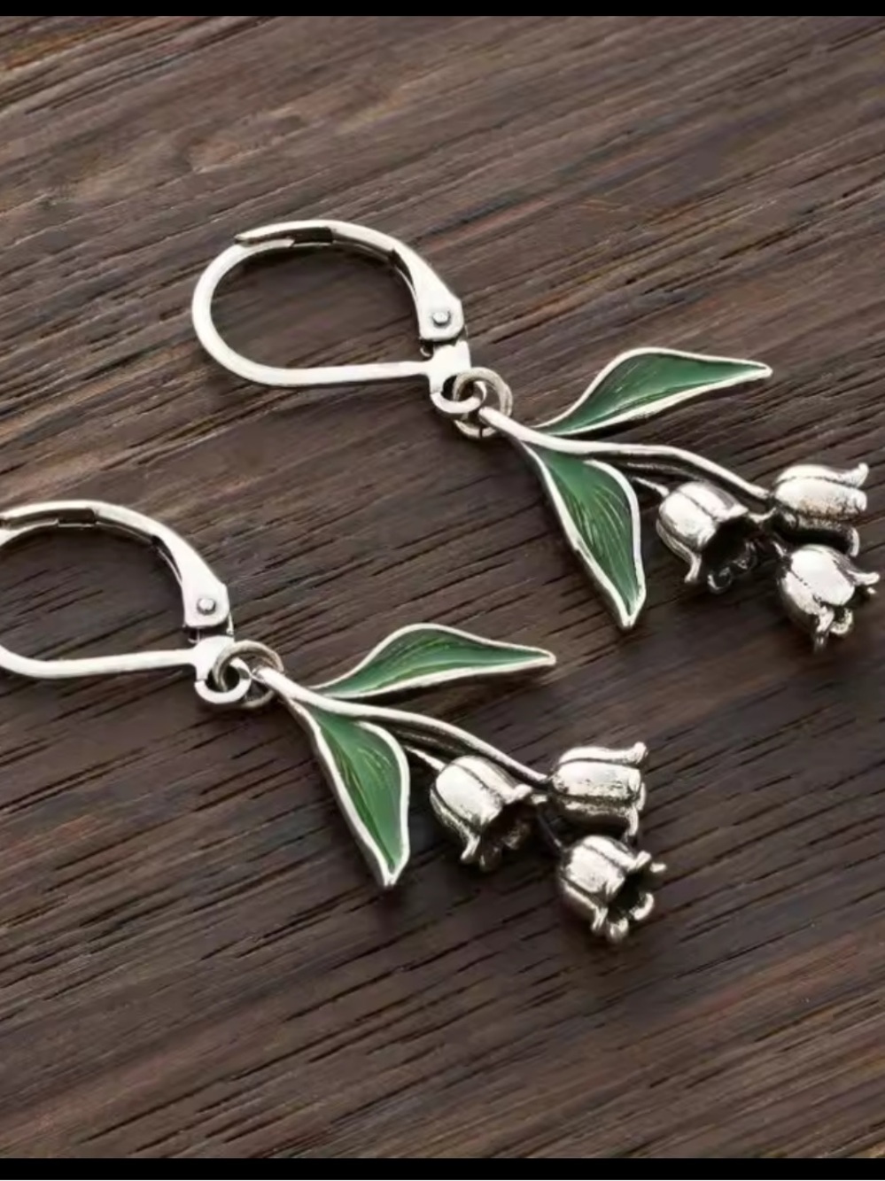 Lily of the Valley Jewelry Set Silver Botanical Necklace and Earrings - Picture 2 of 6